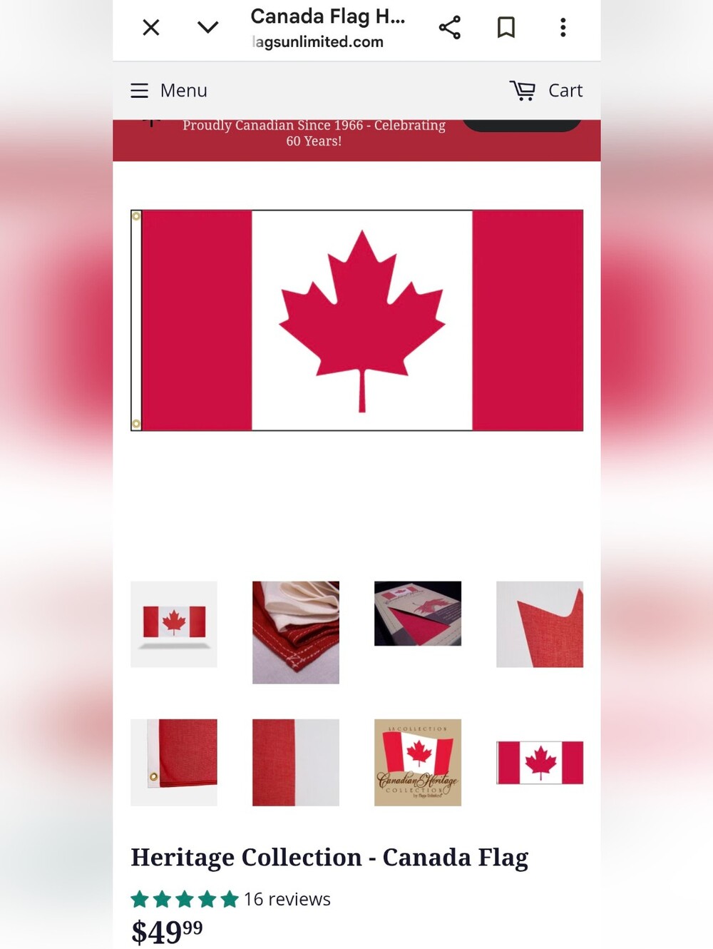 Flags Unlimited Premium Canada Flag approximately 27"x 54" (Outdoor Indoor) - Picture 10 of 10